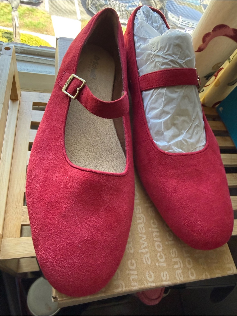Dr. Scholl's Red Mary Jane Flats with Buckle Strap